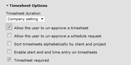 ability un-approve a timesheet checked in timesheet options in OpenAir