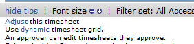 adjust this timesheet feature at the bottom of the timesheet report