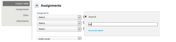 task form assigning with search 