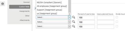 task form assigning a user using the dropdown selection