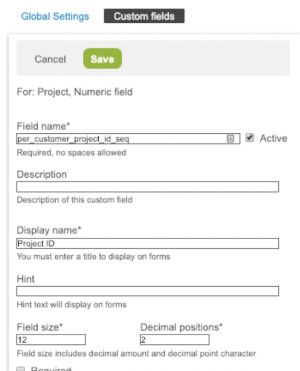 filling out the custom fields form 