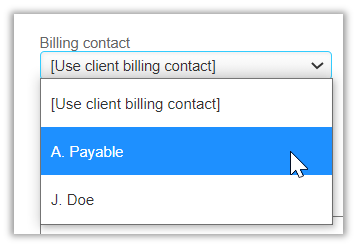 select the distribution list as the default billing contact 