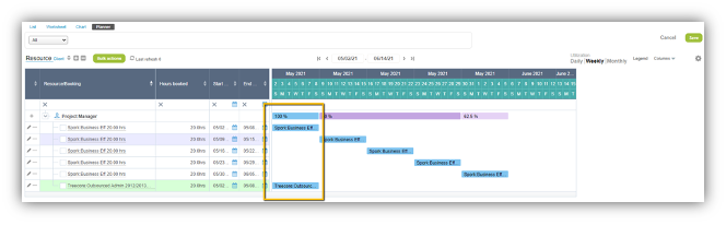 overlapping bookings displayed in different rows in the compact view 