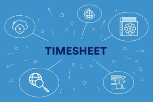 Conceptual business illustration with the words timesheet
