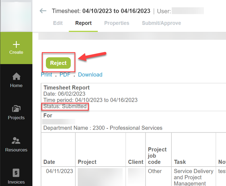 Timesheet Rejected How to Reject Your Own OpenAir Timesheet to Make Corrections | Top Step