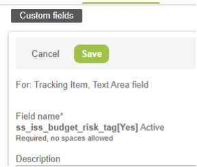 Screen shot of custom felds