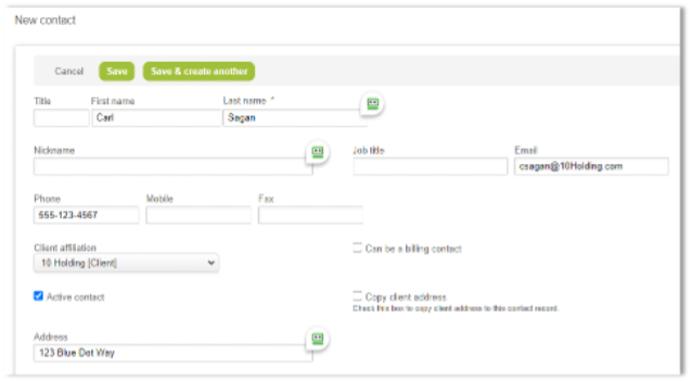 screen shot of admin screen for customer section