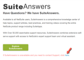 Screen shot of the SuiteAnswers window