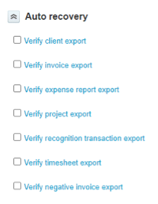 Screen shot of NetSuite Connector Admin - Auto Recovery