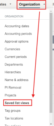 Saved List options