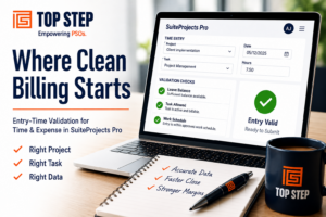 Where Clean Billing Starts with image of a desktop and SuiteProjects Pro app